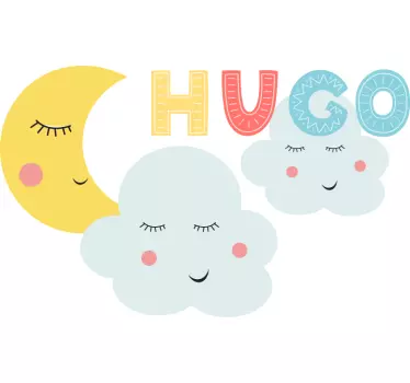 Wandtattoo kinderzimmer mond- und wolkenszene - TenStickers