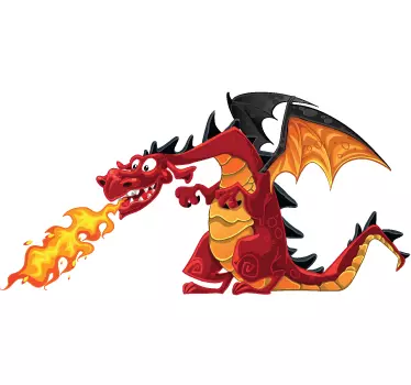 Wandtattoo Kinderzimmer feuerspuckender Drache - TenStickers