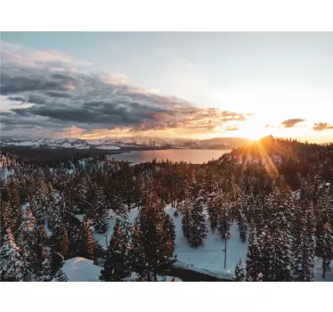 Duschkabinenfolie Blick auf den Bergsee Wandtattoo Berge - TenStickers