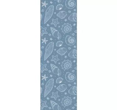 Folie Kühlschrank blaues muschelmuster - TenStickers