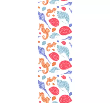Folie kühlschrank seepferdchen und muscheln - TenStickers
