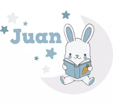 Wandtattoo kinderzimmer hase beim lesen - TenStickers