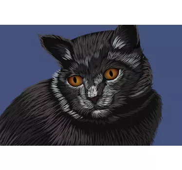 Laptop aufkleber katzenportrait schwarz - TenStickers