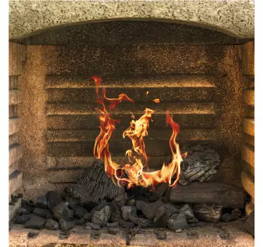 Wandtattoo visuelle Effekte Kamin mit brennendem feuer - TenStickers