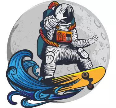 Laptop aufkleber astronaut welle surfen - TenStickers