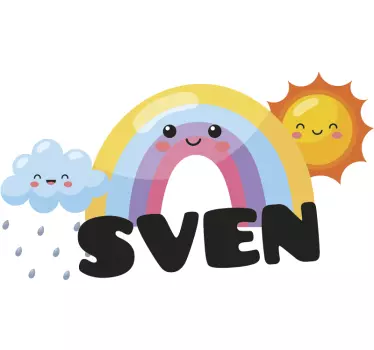 Wandtattoo kinderzimmer mit verspielter regenbogenszene - TenStickers