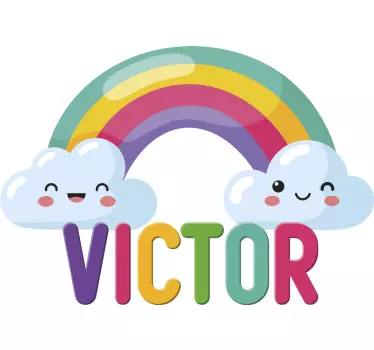 Wandtattoo kinderzimmer glückliche regenbogenwolken - TenStickers