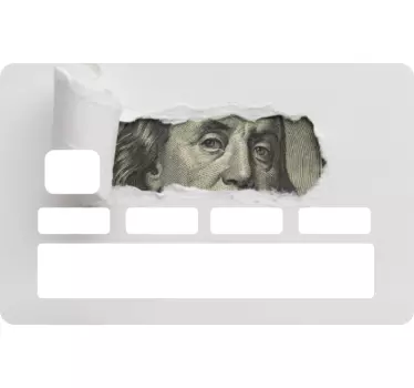 Kreditkarten Sticker Zerrissenes papier enthüllt dollar - TenStickers