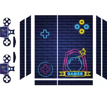 Ps4 aufkleber mit neon spielelementen - TenStickers
