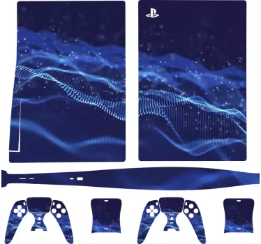 Ps5 skin mit blauen wellenmustern - TenStickers
