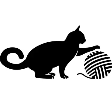 Katze mit Wolle Aufkleber - TenStickers