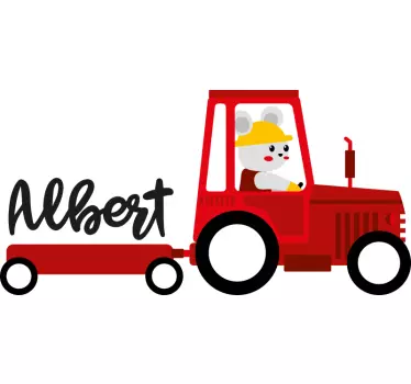 Wandtattoo kinderzimmer süße traktor maus - TenStickers