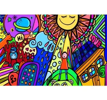 Laptop aufkleber bunte verspielte szene - TenStickers