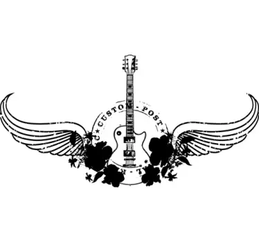 Gitarre mit Flügeln Aufkleber - TenStickers