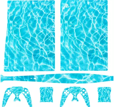 Ps5 skin mit aquatischem wellenmuster - TenStickers