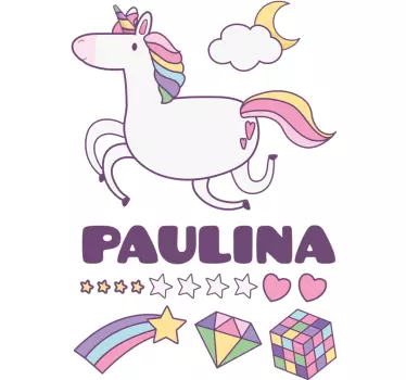 Wandtattoo kinderzimmer buntes einhorn abenteuer - TenStickers