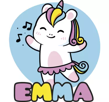 Wandtattoo kinderzimmer anpassbares fröhliches einhorn - TenStickers