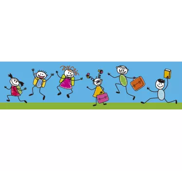 Bordüre selbstklebend Schulkinder - TenStickers