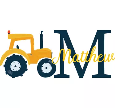 Wandtattoo kinderzimmer traktor initial m - TenStickers