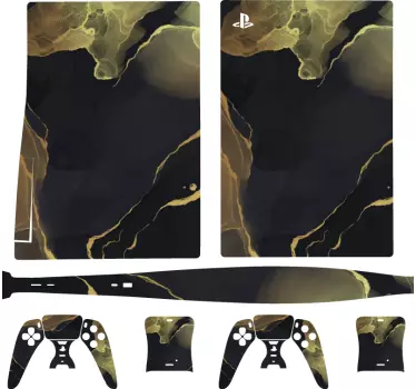 Schwarz-Goldener Marmor PS5 Skin - TenStickers