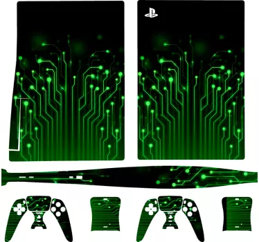 Ps5 skin mit grünen schaltkreis-mustern - TenStickers