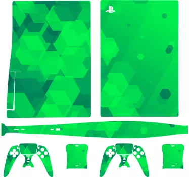Ps5 skin mit hexagonalem grünen muster - TenStickers