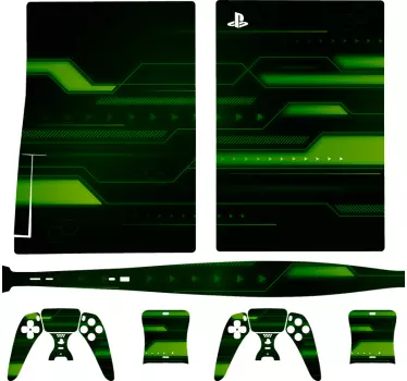 Ps5 skin mit grünen technikmustern - TenStickers