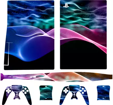 Ps5 skin mit lebhaften wellenmustern - TenStickers