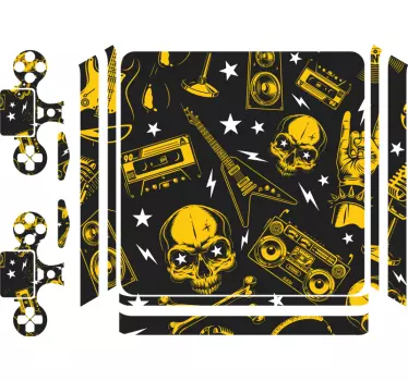 Ps4 aufkleber totenköpfe und gitarren - TenStickers