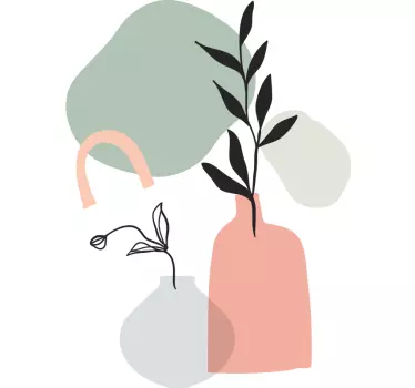 Fliesenaufkleber mit abstrakten blumenvasen - TenStickers