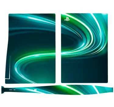 Ps5 skin mit dynamischen grünen wirbeln - TenStickers