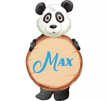 Folie tür mit panda halte-schild - TenStickers