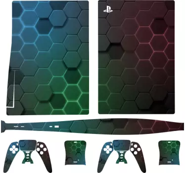 Neon Sechseckmuster PS5 Skin - TenStickers