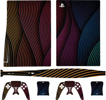 Ps5 skin mit lebhaften geschwungenen linien - TenStickers