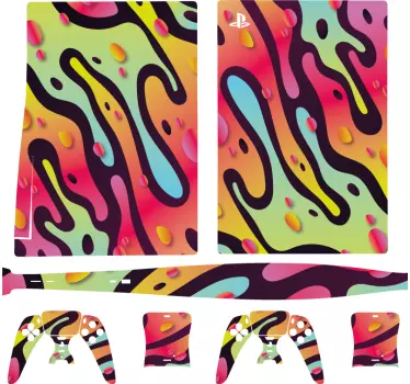 Ps5 skin mit lebendigen abstrakten motiven - TenStickers