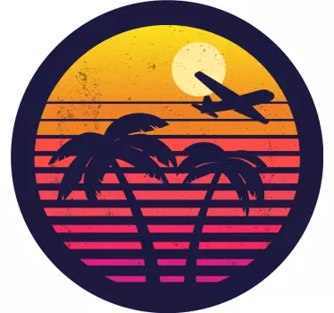 Wohnmobil Aufkleber Orange Retro Palmen - TenStickers