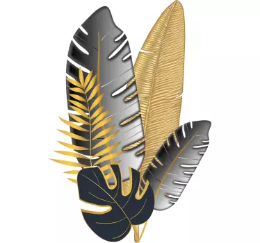 Wandtattoo Pflanze Schlafzimmer goldene Blätter - TenStickers