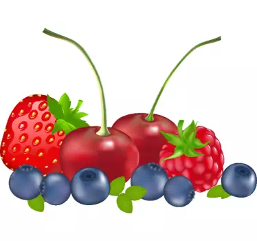 Aufkleber Früchte 3 früchte auf farbigem Hintergrund - TenStickers
