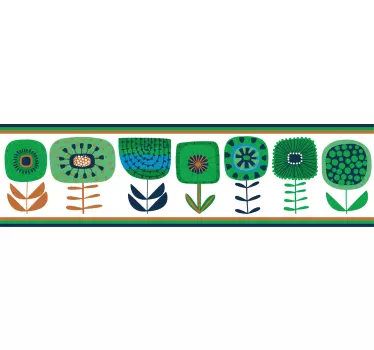 Bordüre selbstklebend mit stilisiertem blumenmuster - TenStickers
