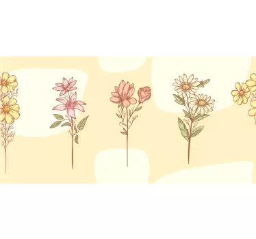 Bordüre selbstklebend blumenpflanzen arrangement - TenStickers