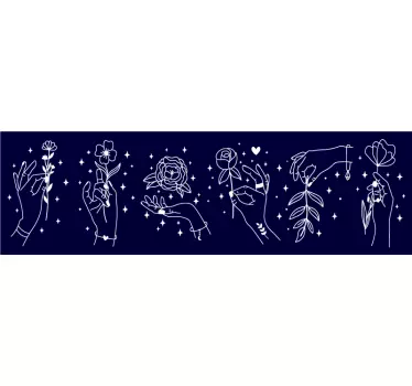 Bordüre selbstklebend elegante handgezeichnete blumen - TenStickers