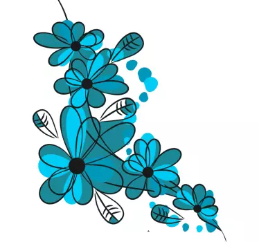 Blume Aufkleber Blaues handgezeichnetes blumenmuster - TenStickers