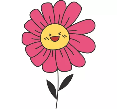 Folie tür mit lächelnder blumenillustration - TenStickers
