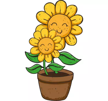 Folie tür mit lächelnden sonnenblumen dekoration - TenStickers