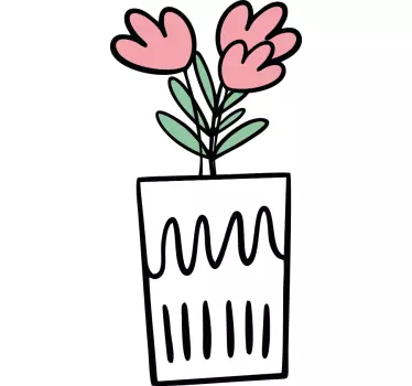 Folie tür mit stilvollem blumentopf - TenStickers