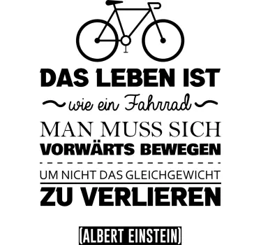 Das Leben ist wie ein Fahrrad Wandtattoo Sprüche - TenStickers