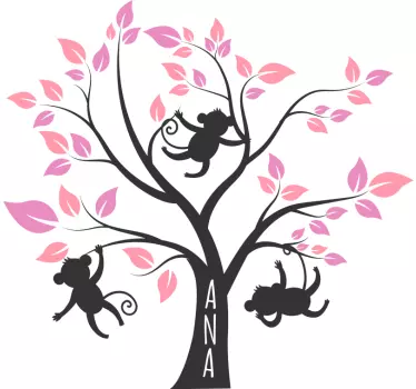 Wandtattoo kinderzimmer personalisierte baumaffen - TenStickers