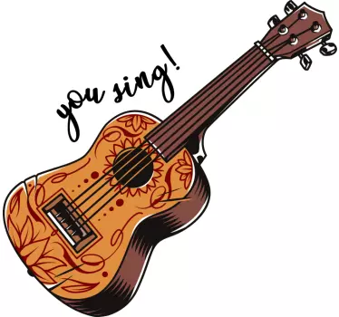 Laptop aufkleber mit farbenfroher ukulele kunst - TenStickers