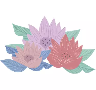 Folie tür lotusblüten arrangement - TenStickers