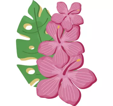 Folie tür mit tropischem orchideenarrangement - TenStickers